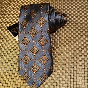 Jos. A. Bank Signiture Gold CollectionGeometric Blue Red Gold Silk Tie